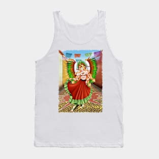 Christmas Quetzalcoatl Skirt Tecnica Mask Background Jagged Tank Top